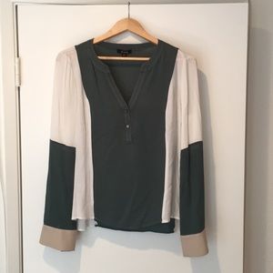 By Ella Moss, green and white blouse